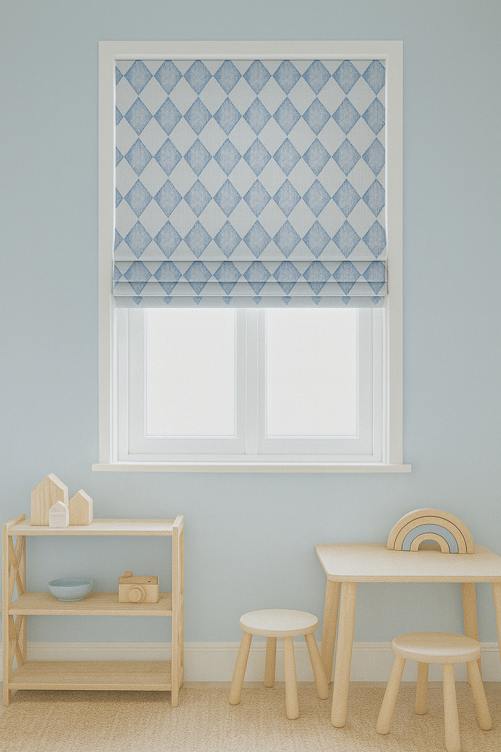 Harlequin Diamond Pure Linen Roman Blind – 5 Colourways | Made-to-Measure Kids & Nursery | Light-Filter or Blackout