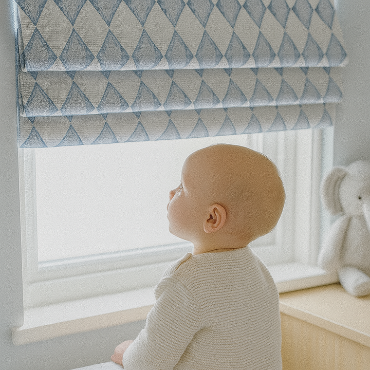Harlequin Diamond Pure Linen Roman Blind – 5 Colourways | Made-to-Measure Kids & Nursery | Light-Filter or Blackout