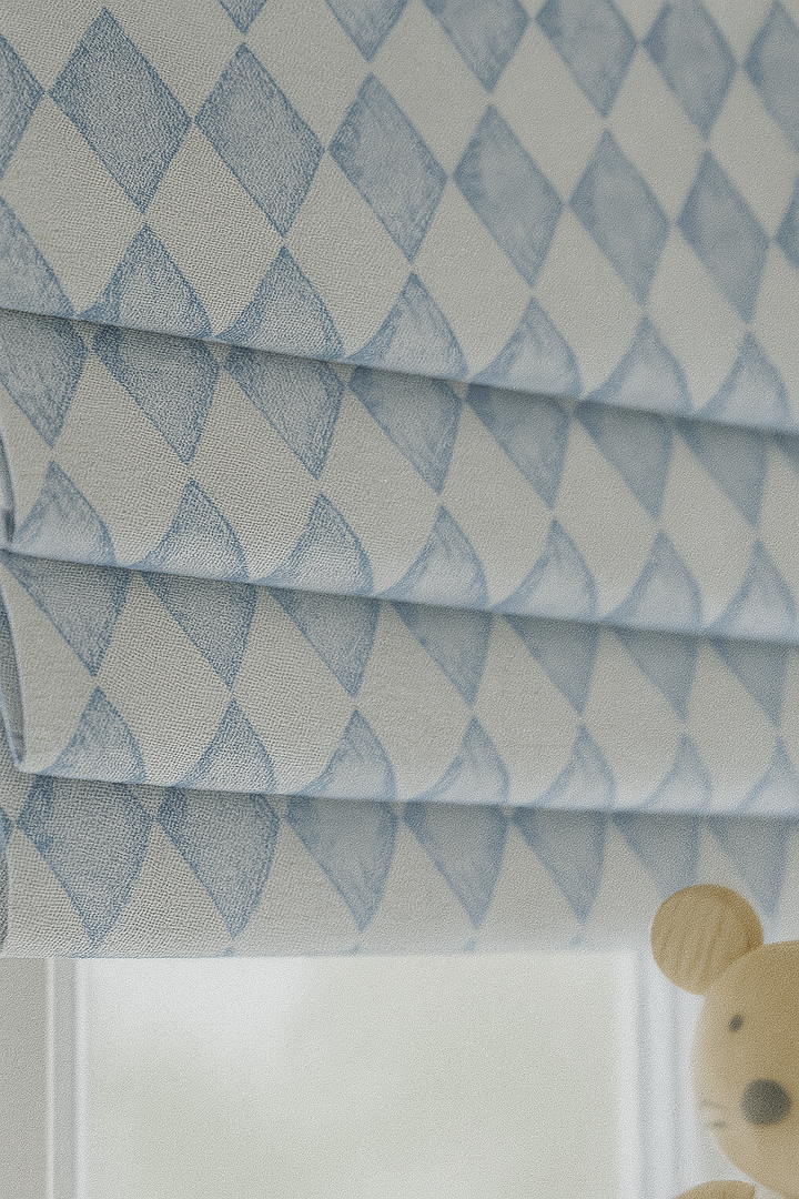 Harlequin Diamond Pure Linen Roman Blind – 5 Colourways | Made-to-Measure Kids & Nursery | Light-Filter or Blackout