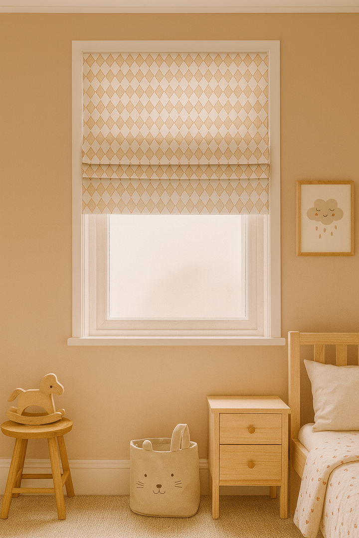 Harlequin Diamond Pure Linen Roman Blind – 5 Colourways | Made-to-Measure Kids & Nursery | Light-Filter or Blackout