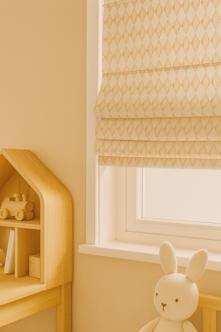Harlequin Diamond Pure Linen Roman Blind – 5 Colourways | Made-to-Measure Kids & Nursery | Light-Filter or Blackout