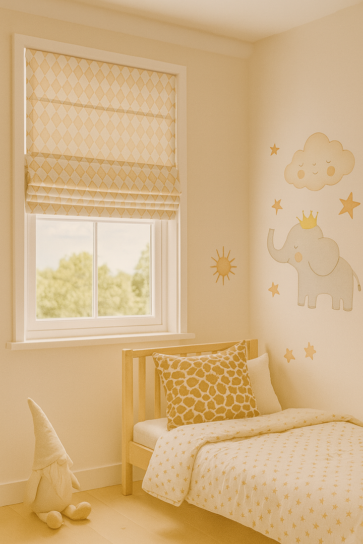 Harlequin Diamond Pure Linen Roman Blind – 5 Colourways | Made-to-Measure Kids & Nursery | Light-Filter or Blackout