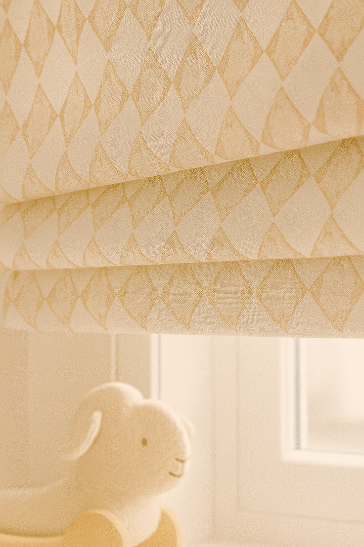 Harlequin Diamond Pure Linen Roman Blind – 5 Colourways | Made-to-Measure Kids & Nursery | Light-Filter or Blackout
