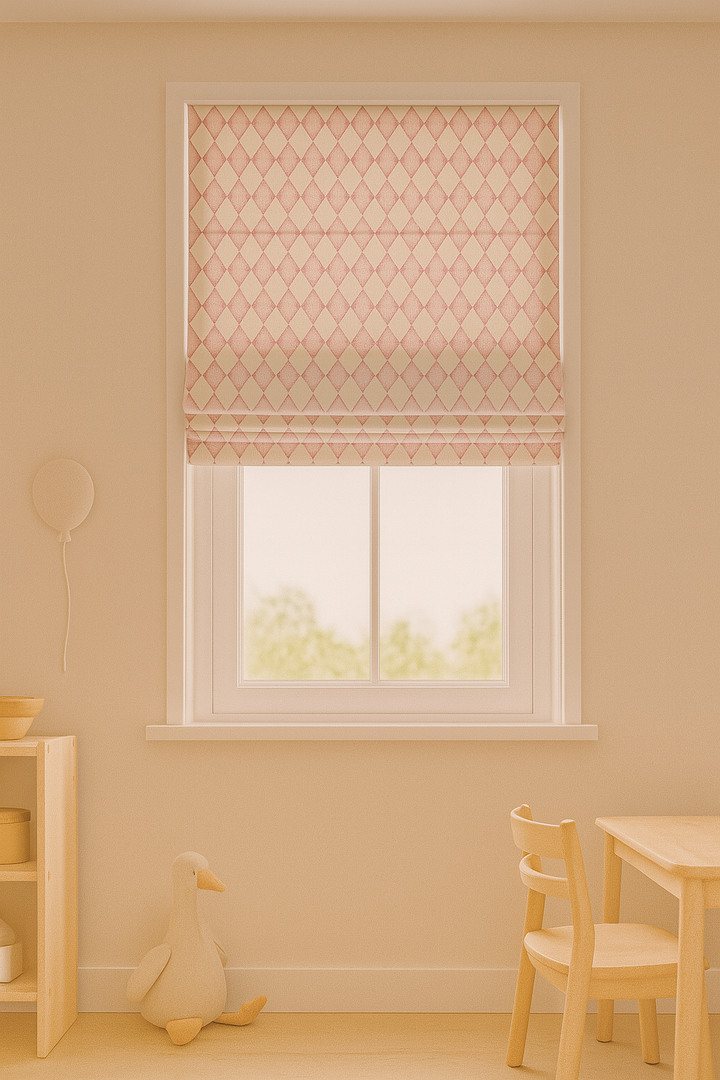 Harlequin Diamond Pure Linen Roman Blind – 5 Colourways | Made-to-Measure Kids & Nursery | Light-Filter or Blackout
