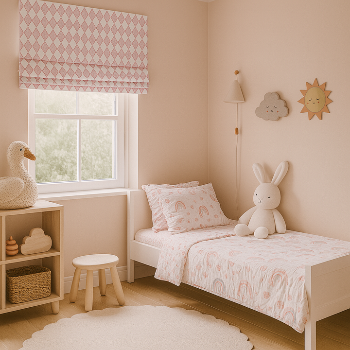 Harlequin Diamond Pure Linen Roman Blind – 5 Colourways | Made-to-Measure Kids & Nursery | Light-Filter or Blackout