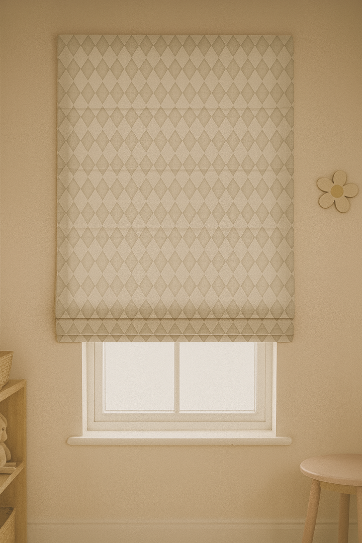 Harlequin Diamond Pure Linen Roman Blind – 5 Colourways | Made-to-Measure Kids & Nursery | Light-Filter or Blackout