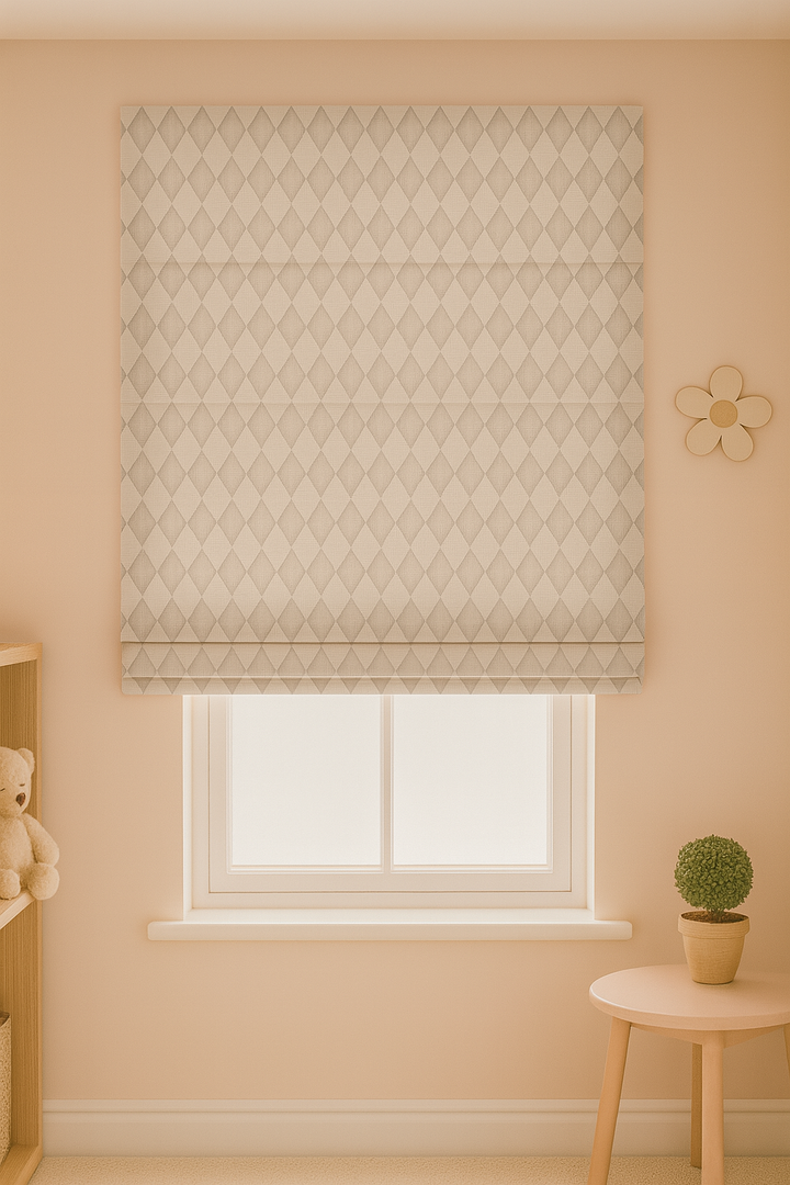 Harlequin Diamond Pure Linen Roman Blind – 5 Colourways | Made-to-Measure Kids & Nursery | Light-Filter or Blackout