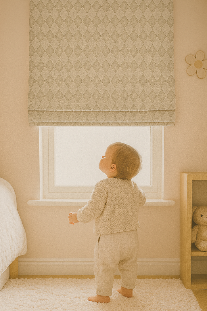Harlequin Diamond Pure Linen Roman Blind – 5 Colourways | Made-to-Measure Kids & Nursery | Light-Filter or Blackout