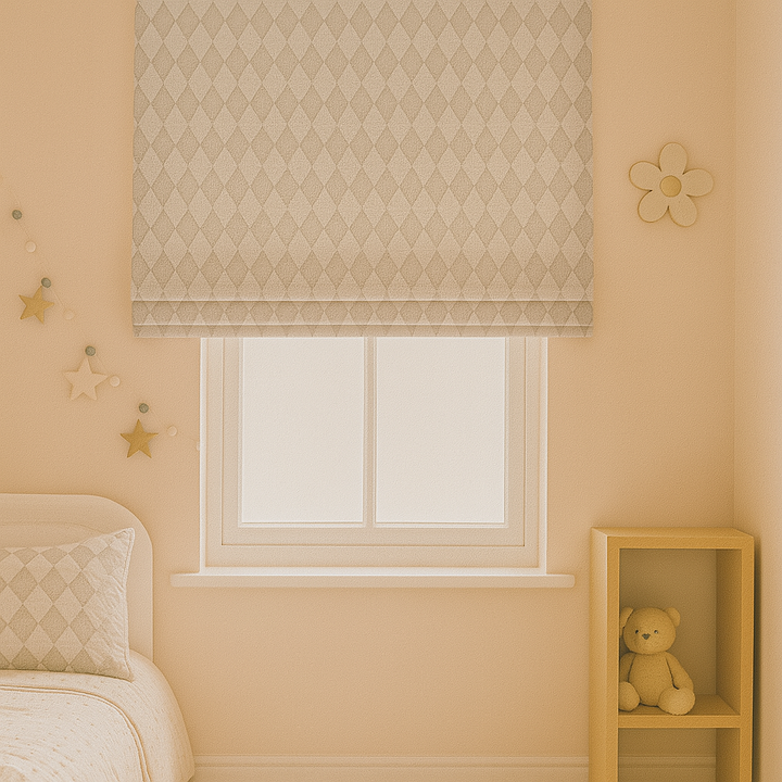 Harlequin Diamond Pure Linen Roman Blind – 5 Colourways | Made-to-Measure Kids & Nursery | Light-Filter or Blackout