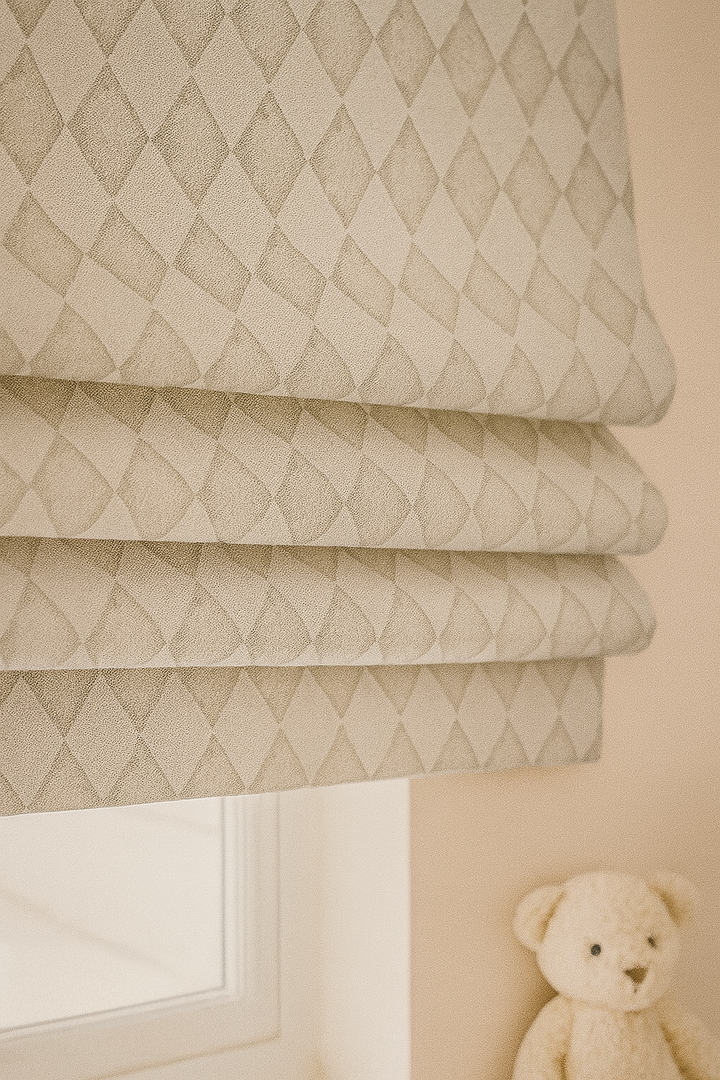 Harlequin Diamond Pure Linen Roman Blind – 5 Colourways | Made-to-Measure Kids & Nursery | Light-Filter or Blackout