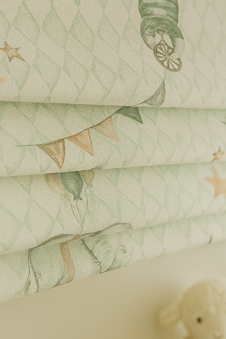 Vintage Circus Pure Linen Roman Blind – 5 Whimsical Colourways | Custom Kids & Nursery