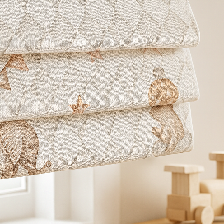 Vintage Circus Pure Linen Roman Blind – 5 Whimsical Colourways | Custom Kids & Nursery