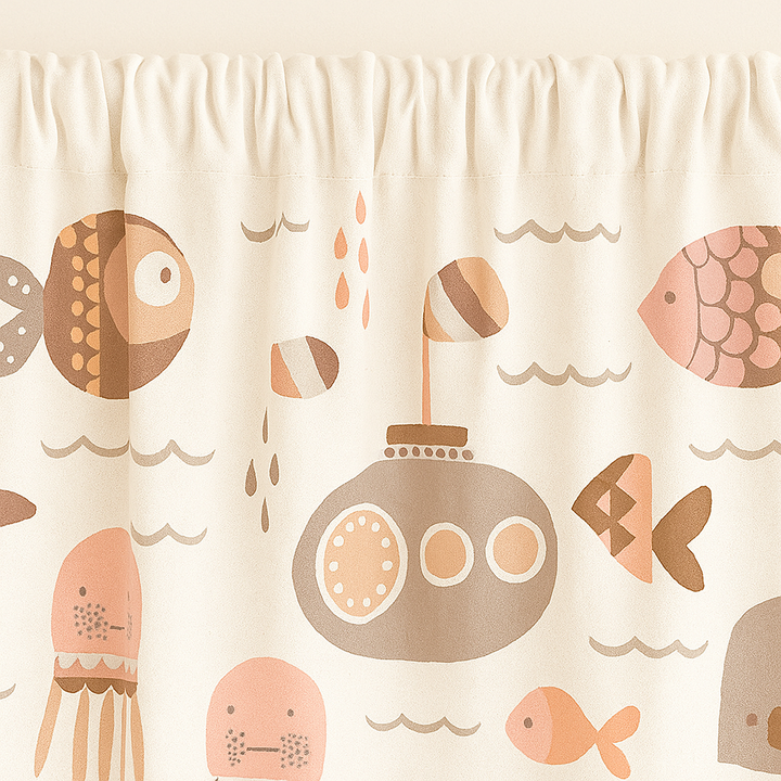 Soft Nautical Print Pure Linen Curtain – Kids Room | Blackout or Cotton Lined | Custom Sizes