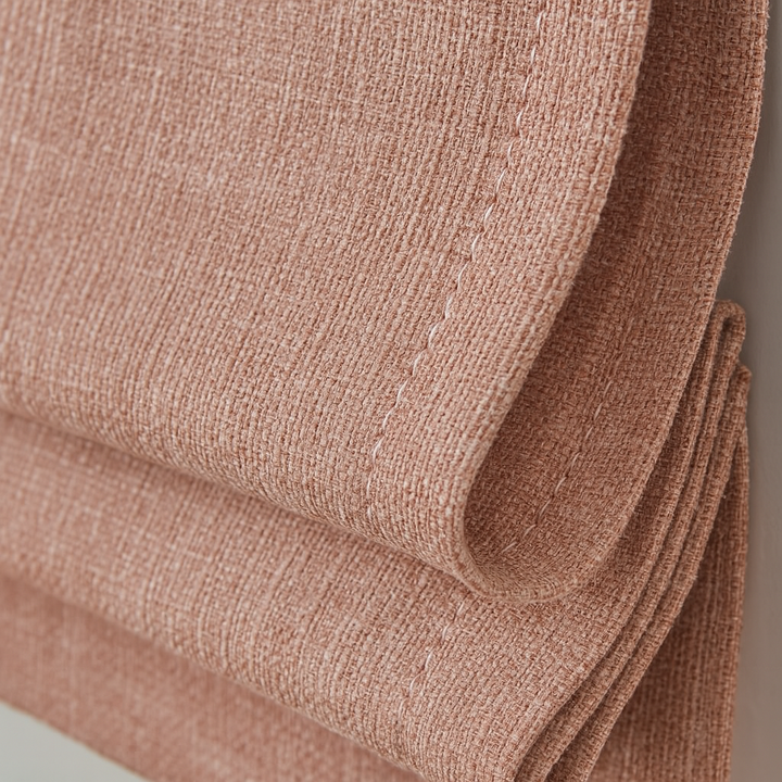 Organic Textured Linen-Cotton Corded Roman Blind – Custom Sizes, Light-Filtering or 100 % Blackout Liner | Inside & Outside Recess Fit | 8 Colours