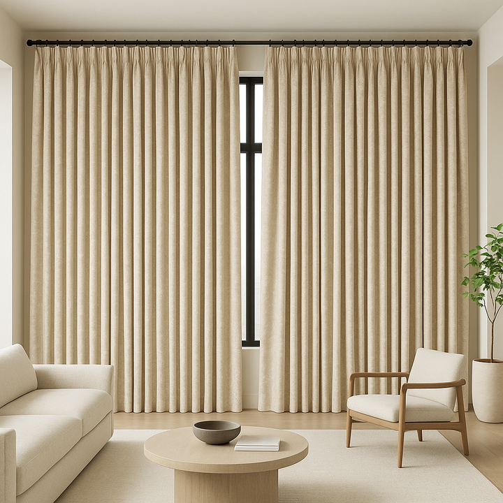 Pure Linen Floral Jacquard Curtains – Blackout & Light-Filtering Options – Custom Sizes – Rod & Track Compatible