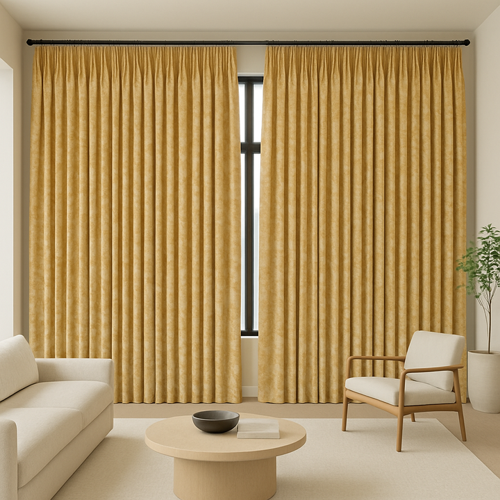 Pure Linen Floral Jacquard Curtains – Blackout & Light-Filtering Options – Custom Sizes – Rod & Track Compatible