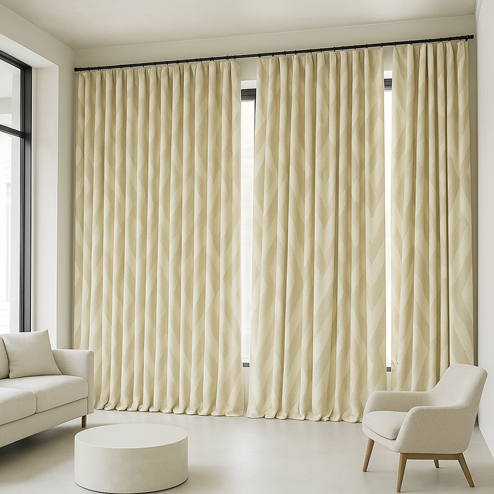 Pure Linen Geometric Curtains – Custom Size, Blackout or Cotton Lined, 8 Colours