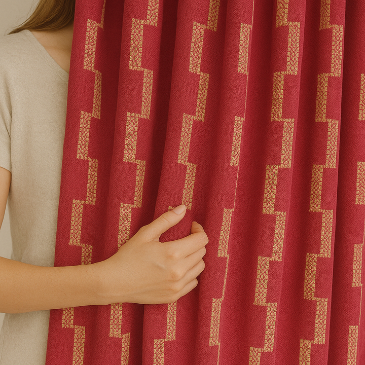 Pure Cotton Geometric Jacquard Curtains – Light Filtering or Blackout – Multiple Colours