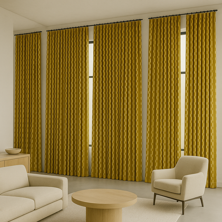 Pure Cotton Geometric Jacquard Curtains – Light Filtering or Blackout – Multiple Colours