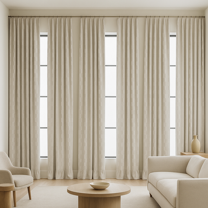 Pure Cotton Geometric Jacquard Curtains – Light Filtering or Blackout – Multiple Colours