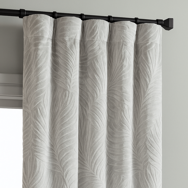 Luxury Velvet Embossed Leaf Curtains – Custom Size, Blackout or Light Filtering