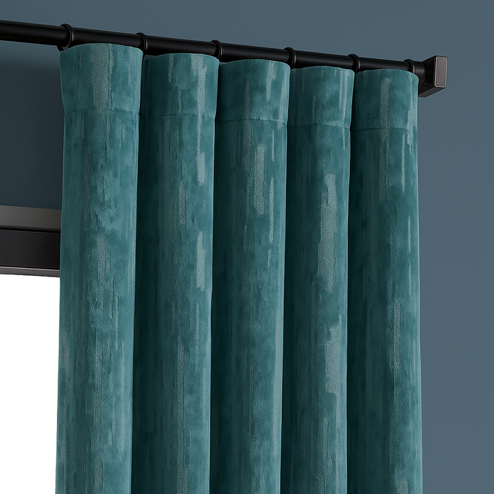 Luxury Velvet Curtains with Textured Abstract Bark Pattern – Custom Sizes – Light Filtering or 100% Blackout – 8 Colours – Rod or Track Compatible – OEKO-TEX Certified – Single or Pair