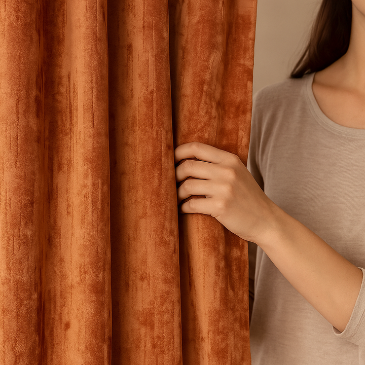 Luxury Velvet Curtains with Textured Abstract Bark Pattern – Custom Sizes – Light Filtering or 100% Blackout – 8 Colours – Rod or Track Compatible – OEKO-TEX Certified – Single or Pair