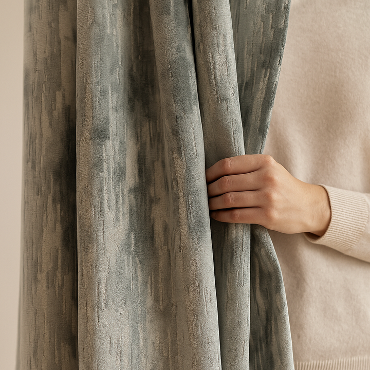 Luxury Velvet Curtains with Textured Abstract Bark Pattern – Custom Sizes – Light Filtering or 100% Blackout – 8 Colours – Rod or Track Compatible – OEKO-TEX Certified – Single or Pair