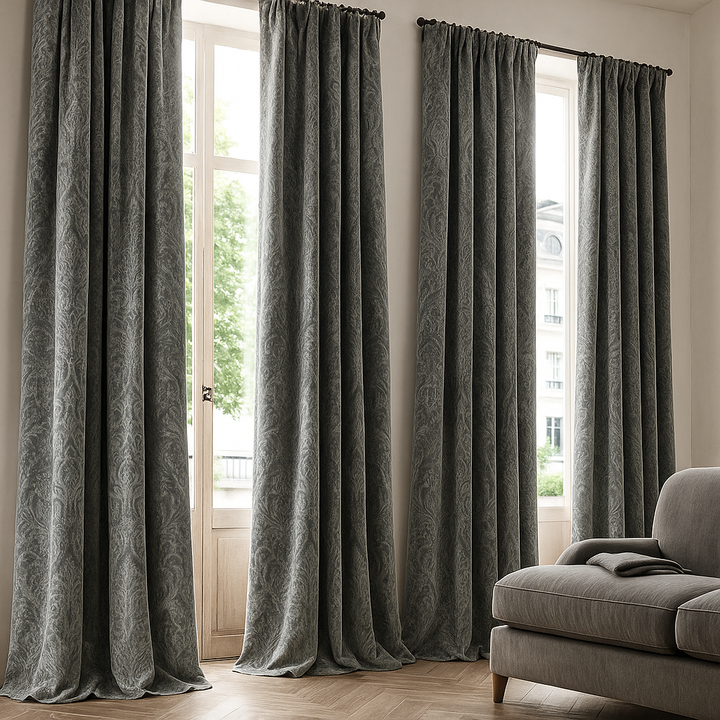 Luxury Velvet Damask Embossed Jacquard Curtains – Custom Made – Light Filtering & Blackout – 7 Elegant Colours