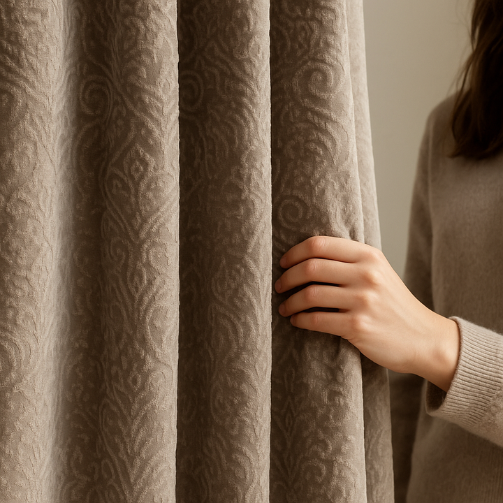 Luxury Velvet Damask Embossed Jacquard Curtains – Custom Made – Light Filtering & Blackout – 7 Elegant Colours