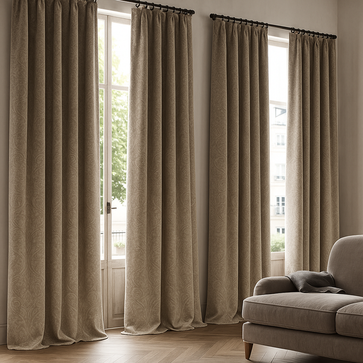 Luxury Velvet Damask Embossed Jacquard Curtains – Custom Made – Light Filtering & Blackout – 7 Elegant Colours