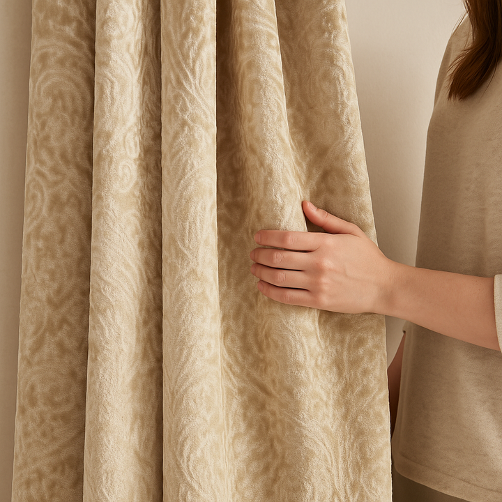 Luxury Velvet Damask Embossed Jacquard Curtains – Custom Made – Light Filtering & Blackout – 7 Elegant Colours