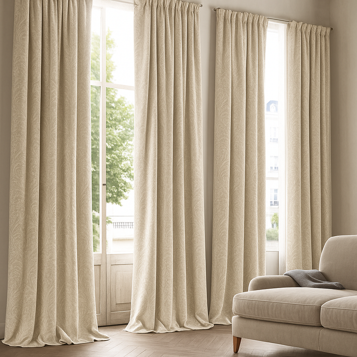 Luxury Velvet Damask Embossed Jacquard Curtains – Custom Made – Light Filtering & Blackout – 7 Elegant Colours