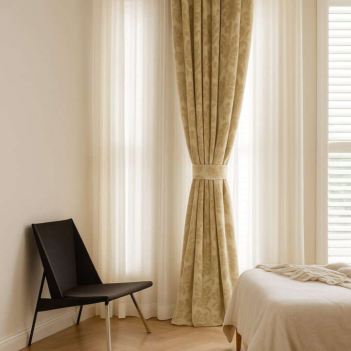 Luxury Velvet Jacquard Curtains with Raised Floral & Leaf Pattern – Light Filtering or Blackout – Custom Sizes – 8 Colours
