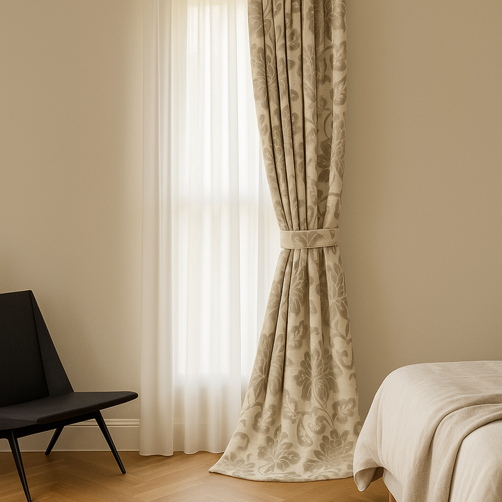 Luxury Velvet Jacquard Curtains with Raised Floral & Leaf Pattern – Light Filtering or Blackout – Custom Sizes – 8 Colours