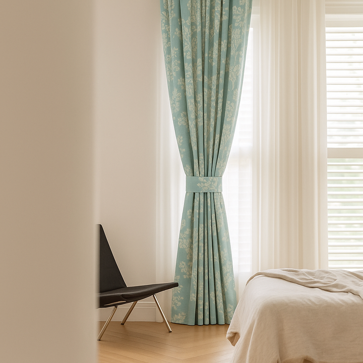 Linen Jacquard Curtains with Leafy Vine Pattern – Custom Sizes – 9 Colour Variants – Light Filtering or Blackout Lining – 4 Heading Styles