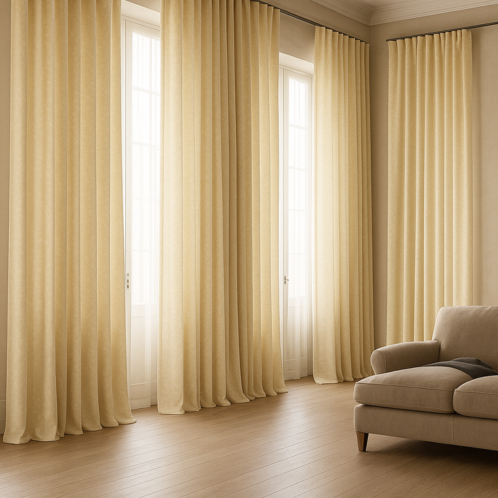 Linen Jacquard Curtains with Leafy Vine Pattern – Custom Sizes – 9 Colour Variants – Light Filtering or Blackout Lining – 4 Heading Styles