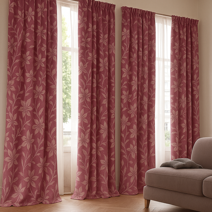 Luxury Cotton Linen Jacquard Floral Curtains | Custom Sizes & Liner Options | Perfect for Modern & Traditional Interiors