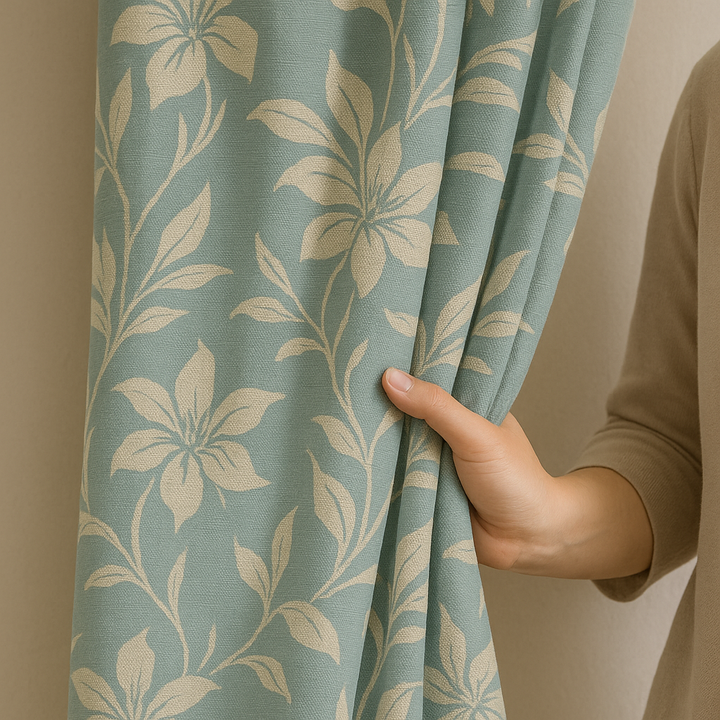 Luxury Cotton Linen Jacquard Floral Curtains | Custom Sizes & Liner Options | Perfect for Modern & Traditional Interiors