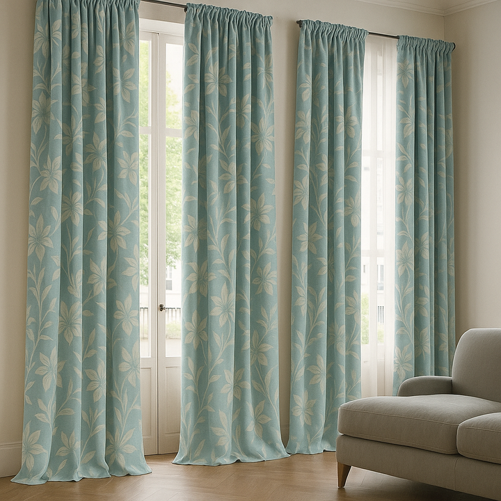 Luxury Cotton Linen Jacquard Floral Curtains | Custom Sizes & Liner Options | Perfect for Modern & Traditional Interiors