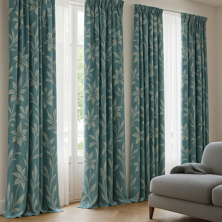 Luxury Cotton Linen Jacquard Floral Curtains | Custom Sizes & Liner Options | Perfect for Modern & Traditional Interiors