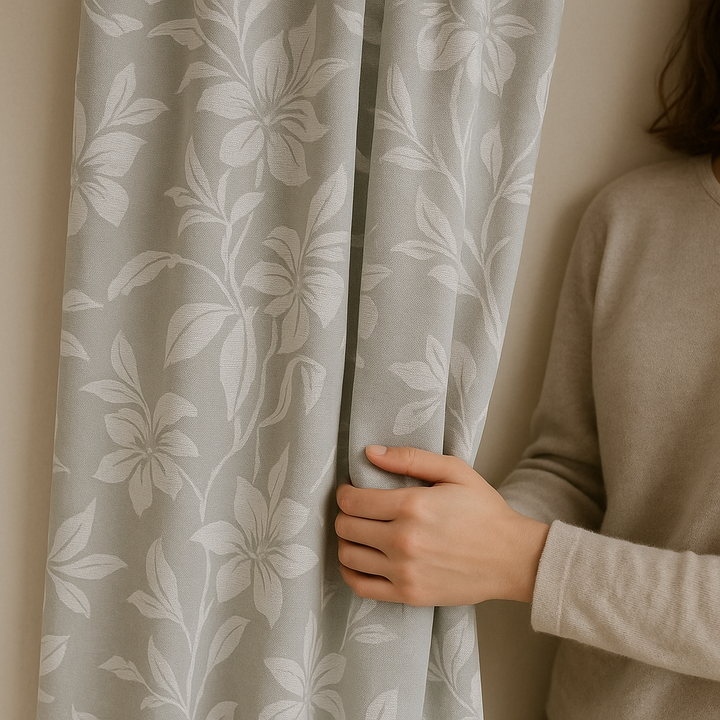 Luxury Cotton Linen Jacquard Floral Curtains | Custom Sizes & Liner Options | Perfect for Modern & Traditional Interiors