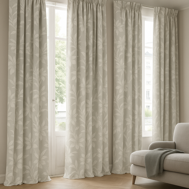Luxury Cotton Linen Jacquard Floral Curtains | Custom Sizes & Liner Options | Perfect for Modern & Traditional Interiors
