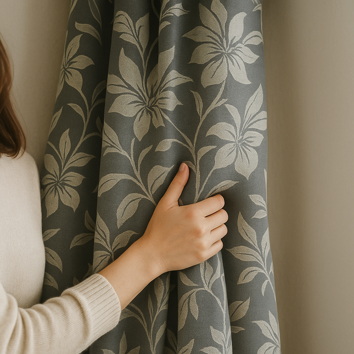 Luxury Cotton Linen Jacquard Floral Curtains | Custom Sizes & Liner Options | Perfect for Modern & Traditional Interiors