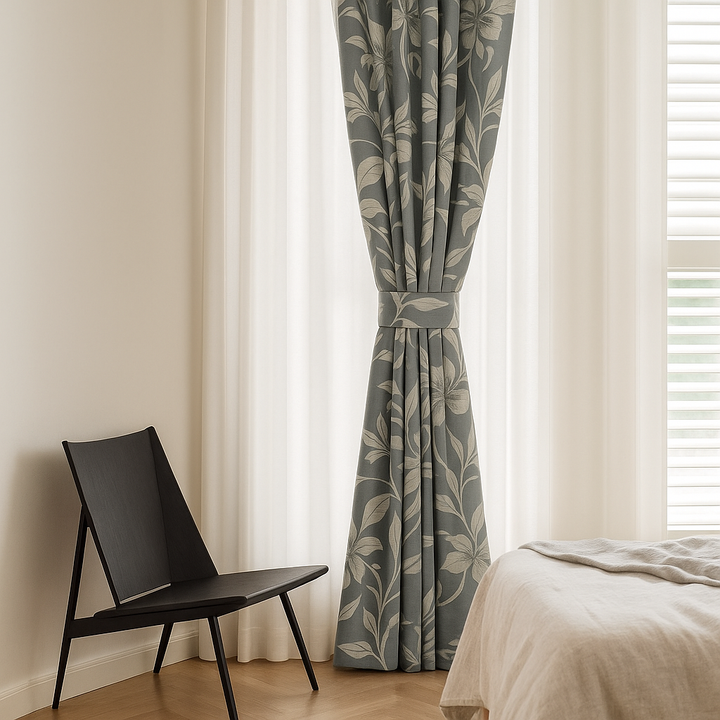 Luxury Cotton Linen Jacquard Floral Curtains | Custom Sizes & Liner Options | Perfect for Modern & Traditional Interiors