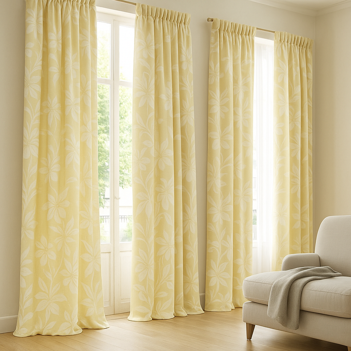 Luxury Cotton Linen Jacquard Floral Curtains | Custom Sizes & Liner Options | Perfect for Modern & Traditional Interiors