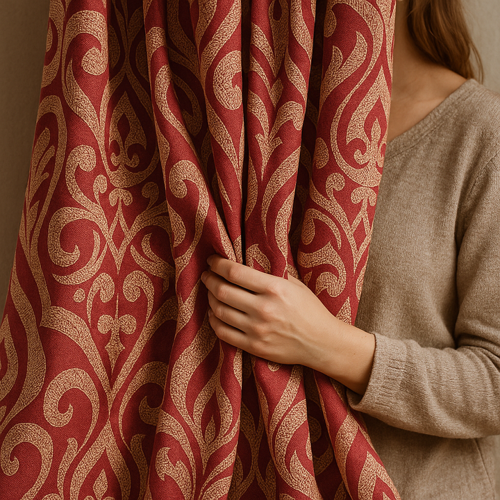 Luxury Linen Damask Jacquard Curtains – Made-to-Measure | Blackout / Cotton Lined