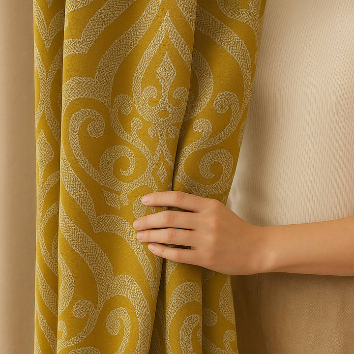 Luxury Linen Damask Jacquard Curtains – Made-to-Measure | Blackout / Cotton Lined