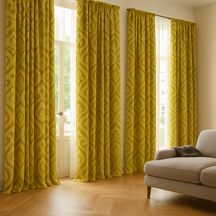Luxury Linen Damask Jacquard Curtains – Made-to-Measure | Blackout / Cotton Lined