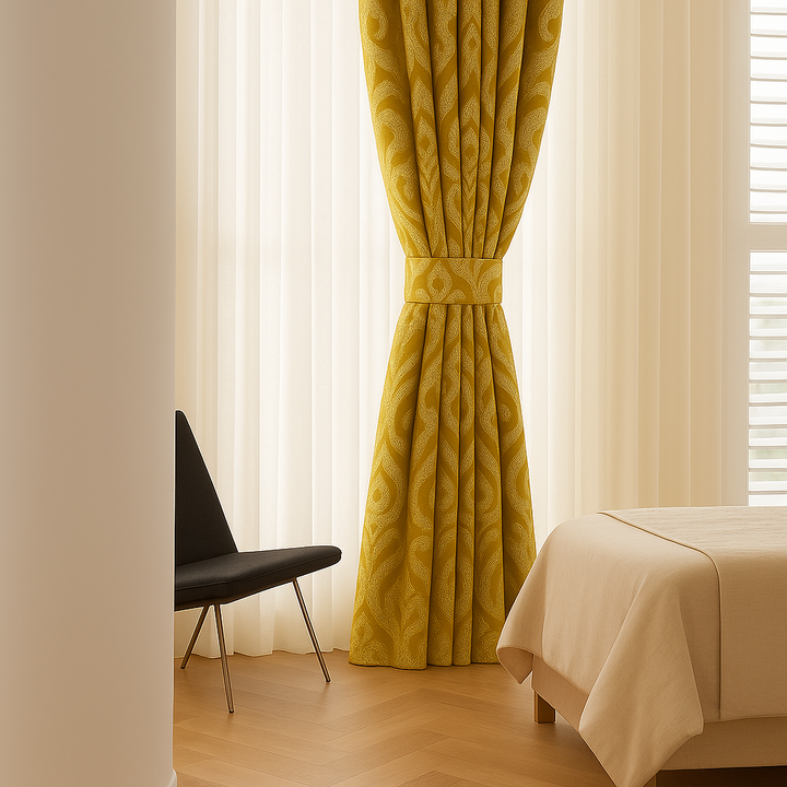 Luxury Linen Damask Jacquard Curtains – Made-to-Measure | Blackout / Cotton Lined